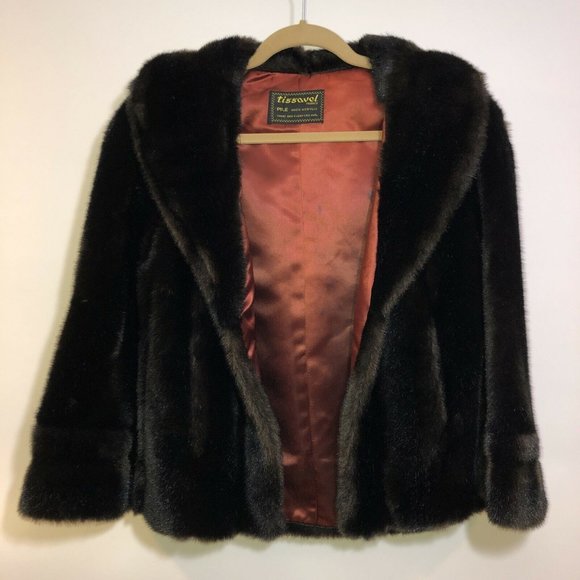 VTG Tissavel France 80s Stole Capelet Faux Fur - Picture 2 of 10